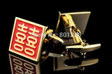 Chinese Words Style Gold-Colour Cuff Links