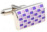 Purple Enamel Check Copper Men Cufflinks Wholesale