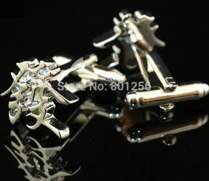 Silver Chinese Word Cufflinks Copper Material Wholesale & Retail