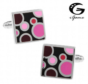 Pink Enamel Water Drop Copper Cuff Links