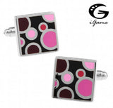 Pink Enamel Water Drop Copper Cuff Links