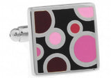 Pink Enamel Water Drop Copper Cuff Links