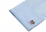 Pink Enamel Water Drop Copper Cuff Links