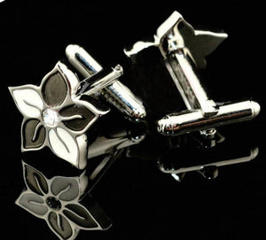 Flower Colour Crystal Copper Cuff Links