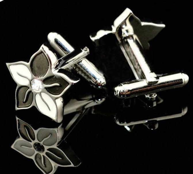 Flower Colour Crystal Copper Cuff Links