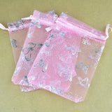100pcs 7x9cm Pink Organza Bags Wedding Jewelry Packaging Bags