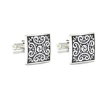 Vintage Square Cufflinks with Enamel for Mens Shirt Wedding Gift