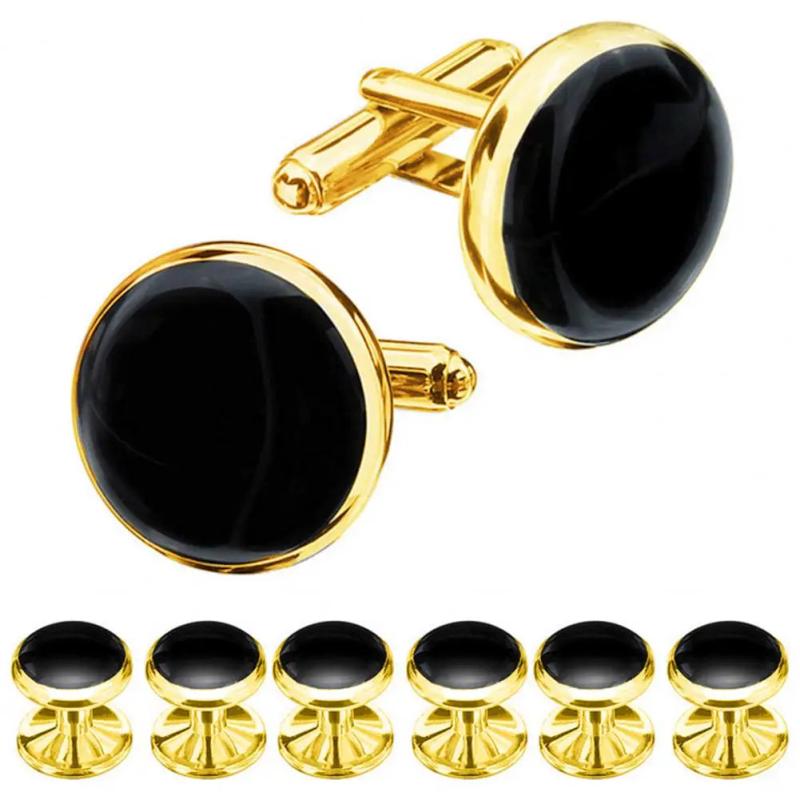 Men's Polished Business Cufflinks Set for Wedding Banquet Ceremony
