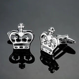High brass plated crystal crown Cufflinks