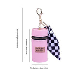 Personalized Leather Bucket Lipstick Bag with Silk Key Chain