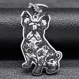 French Bulldog Dog Key Chain Ring Women Stainless Steel Silver Bag Keychain