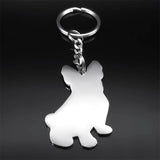 French Bulldog Dog Key Chain Ring Women Stainless Steel Silver Bag Keychain