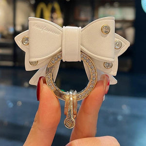 Rhinestone Leather Bow Car Keyring Keychain - Women Men Accessories