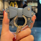 Rhinestone Leather Bow Car Keyring Keychain - Women Men Accessories