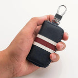 Stripes Leather Key Bag Key Wallet Mini Zipper Purse Key Holder