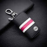 Stripes Leather Key Bag Key Wallet Mini Zipper Purse Key Holder