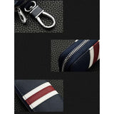 Stripes Leather Key Bag Key Wallet Mini Zipper Purse Key Holder