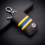 Stripes Leather Key Bag Key Wallet Mini Zipper Purse Key Holder