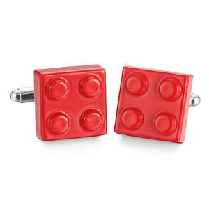 French Shirt Cufflinks Red Wedding Square Blocks
