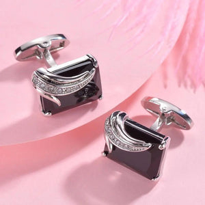 Crystal Wrap Around Cufflinks Mens High Square