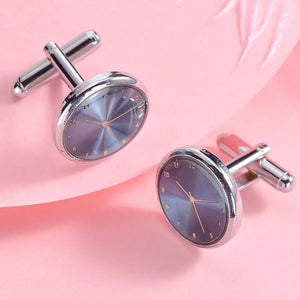 Clock Cufflink Set for Men Shirt Studs Button