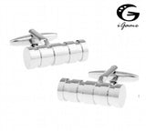 iGame Men Gift Metal Cuff Links Silver Cylinder Brass Material