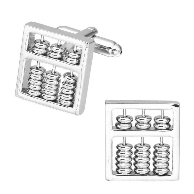 Abacus Cuff Links Silver Brass Functional Tool Suit Accessories