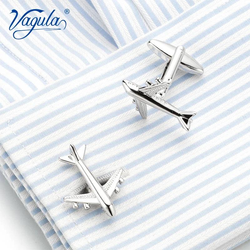 Silver Plated Plane Copper Men's Cufflink Wedding Cufflinks