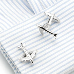 Silver Plated Plane Copper Men's Cufflink Wedding Cufflinks