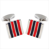 Men's Metal Clips for Clothes Red Navy Strip Cuff Links