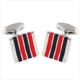 Men's Metal Clips for Clothes Red Navy Strip Cuff Links