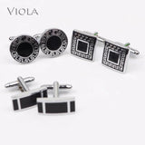 Vintage Metal Cufflinks Square Round Cuff-link Men Sleeve Button