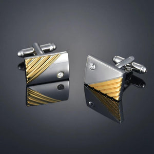 Copper & Silver Geometric Men's Cufflinks Gift