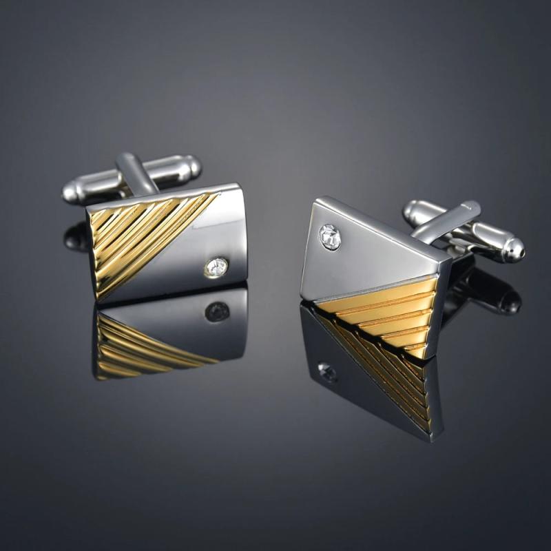 Copper & Silver Geometric Men's Cufflinks Gift