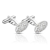 Zhijia Crystal Rhinestone Zircon Oval Cufflinks for Men Suit