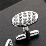 Zhijia Crystal Rhinestone Zircon Oval Cufflinks for Men Suit