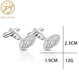 Zhijia Crystal Rhinestone Zircon Oval Cufflinks for Men Suit