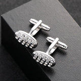 Zhijia Crystal Rhinestone Zircon Oval Cufflinks for Men Suit