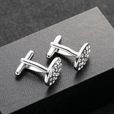Zhijia Crystal Rhinestone Zircon Oval Cufflinks for Men Suit