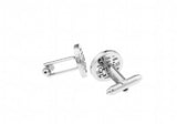 Double Happiness Silver Colour Copper Round Style Cuff Links