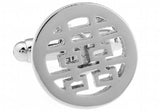 Double Happiness Silver Colour Copper Round Style Cuff Links