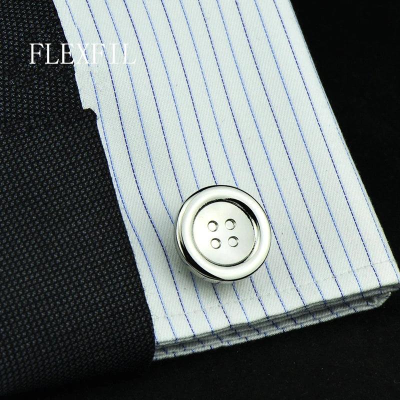 Round High Metal Cufflinks for Mens Shirt, Gemelos Abotoaduras Jewelry