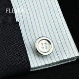 Round High Metal Cufflinks for Mens Shirt, Gemelos Abotoaduras Jewelry