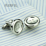 Round High Metal Cufflinks for Mens Shirt, Gemelos Abotoaduras Jewelry