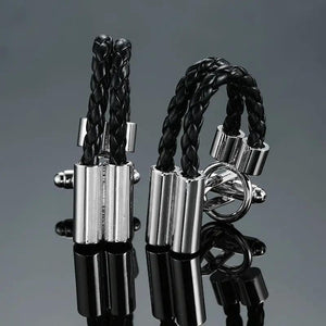 Brown Leather Cord Cufflinks for Men