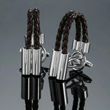 Brown Leather Cord Cufflinks for Men