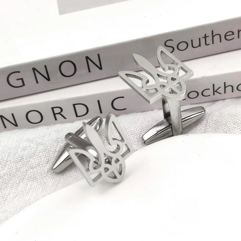 Custom Ukraine Tryzub Stainless Steel Cufflinks for Men