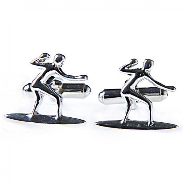 Silver Skiing Cufflinks Men Wholesale & Retail