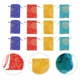 12 Pcs Chinese Style Embroidered Jewelry Pouches Gift Drawstring Bag