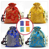 12 Pcs Chinese Style Embroidered Jewelry Pouches Gift Drawstring Bag
